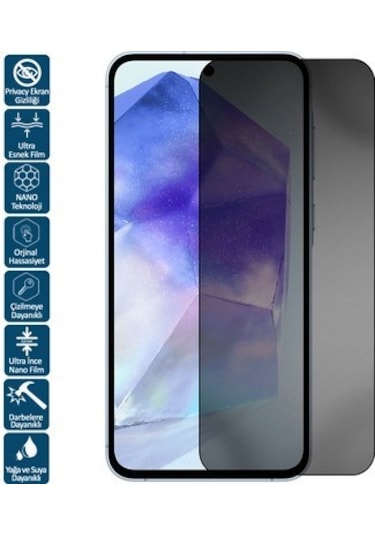 Logis Samsung Galaxy Uyumlu A55 Antistatik Tam Kaplayan Hayalet Ekran Koruyucu Cam
