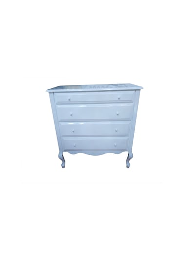 Şifonyer Aslan Model Kayın Aslan Ayak Çekmec 1Ad Parlak Beyaz PORSELEN Kulp El Yapım