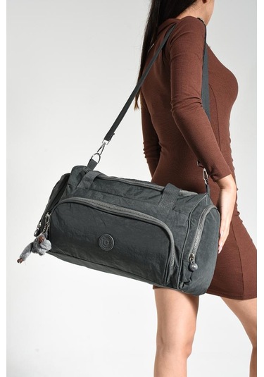 Unisex Kabin Boy Çapraz Askılı Omuz Çantası Seyehat Spor Çantası Hafif Klinkır Kumaş 40 25 Cm Gri