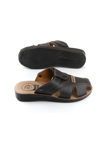 Gezer Yazlık Erkek Çıtçıtlı Ayarlanabilir Terlik-sandalet Siyah