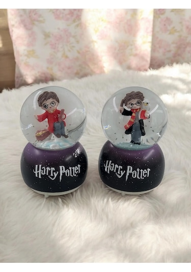 Mobgift Harry Potter Model 2'li Mini Boy Kar Küresi Süpürgeli Ve Baykuşlu 6 Cm