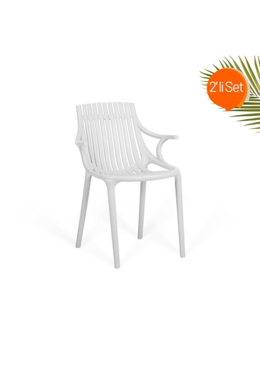 Monaco Lüks Cafe Ve Balkon Sandalyesi 2'li Set Beyaz