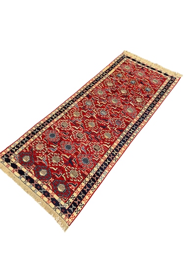 El Dokuma Sıfır İran Kilimi 77x190 Kırmızı Şahseven Yolluk
