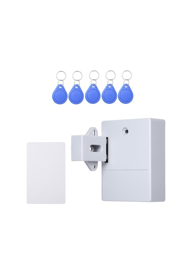 Yunboo Gri Rfıd Gizli Dolap Kilit - 5 Anahtar Dıy Elektronik Kilit, Ahşap Dolap/çekmece/gömlekçilik İçin, Kart/tag/bileklik Erişimi Pil Yok Diğer