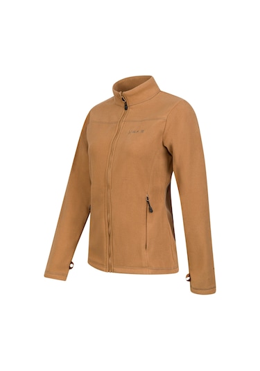 2As Cara Kadın Tam Fermuarlı İnce Polar Sweatshirt Camel