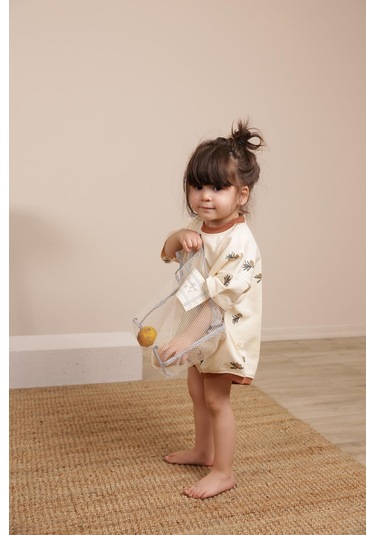 Zeytin Baskılı Oversize Tulum Bej