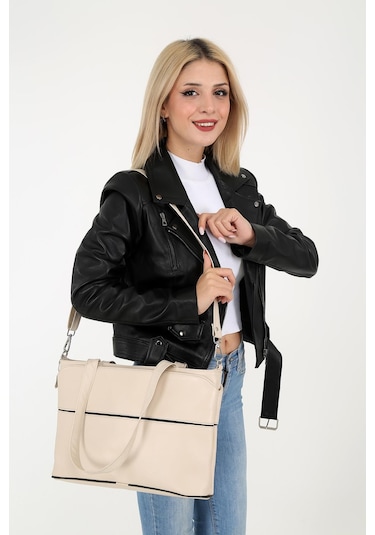 Derinss Leather DERİNSS DKB317 Hakiki Deri Bej Kadın El ve Omuz Çantası