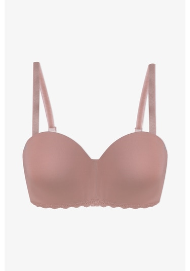 Kadın Dolgusuz Mikro Straplez Sütyen Machiato Koyu Kahve