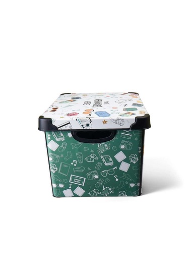 Style Box Memories- 20 L Dolap Içi Saklama,organizer Ve Oyuncak Saklama Kutusu Beyaz - Yeşil