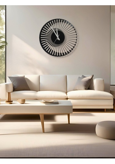 3d Efektli Şık Modern Zarif Metal Duvar Saati Siyah
