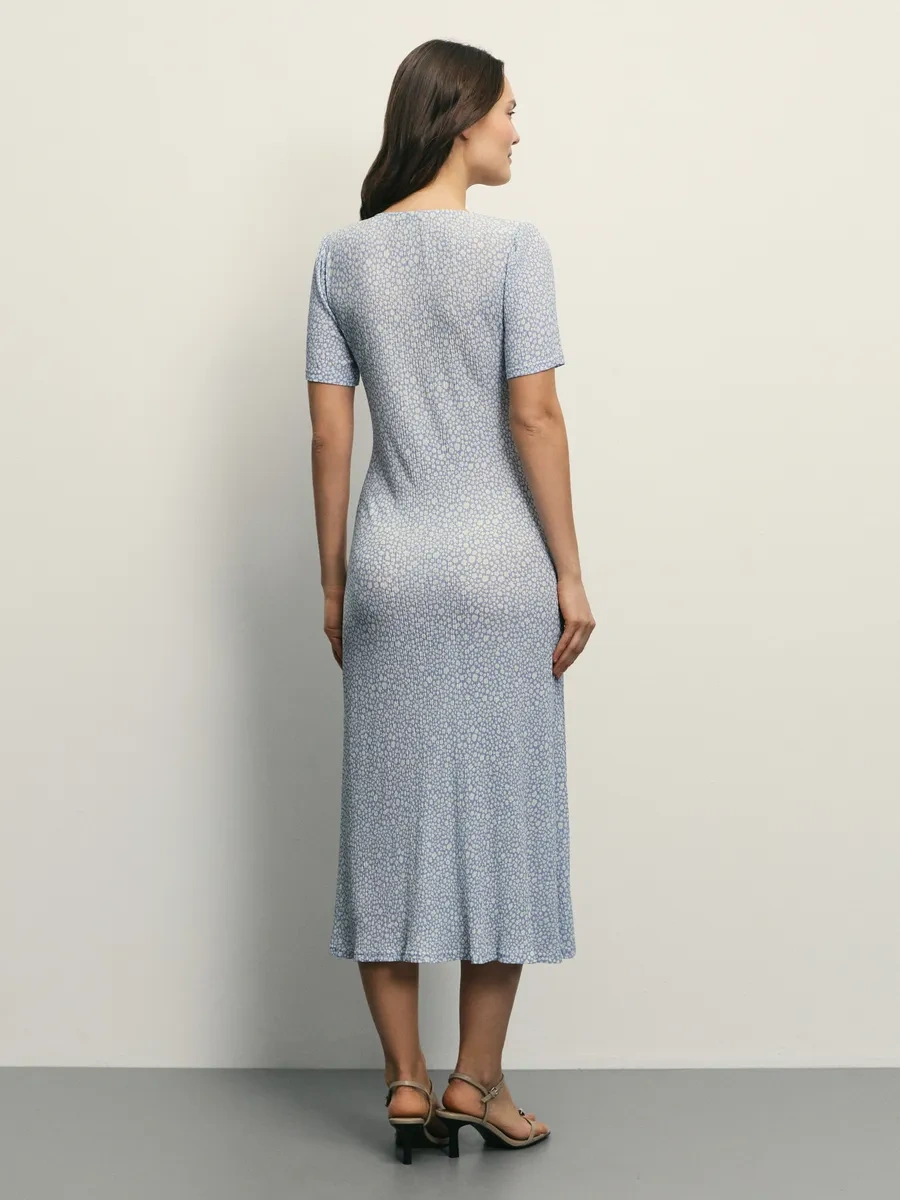 Zarına Çiçek Desenli Yazlık Midi Elbise 348516057 Açık Mavi