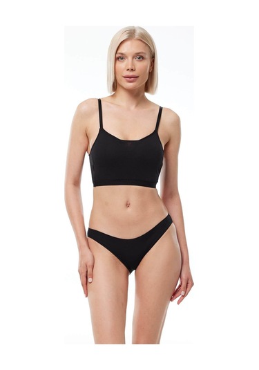Malabadi 183 2'li Paket Kadın Modal Düşük Bel Iz Yapmayan Slip & Külot Siyah