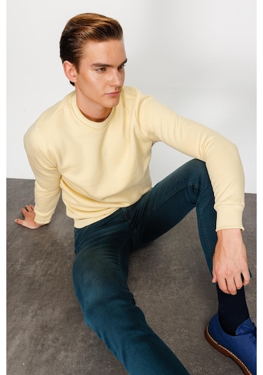 Igs İgs Erkek Sarı Standart Bisiklet Yaka Sweatshirt Sarı