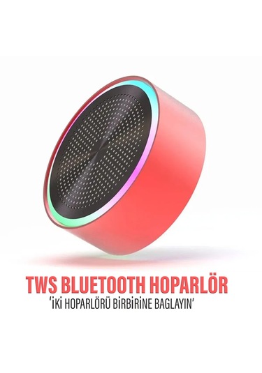 Mini Bluetooth Hoparlör Ses Bombası Tws Hoparlör Bağlantı Kırmızı