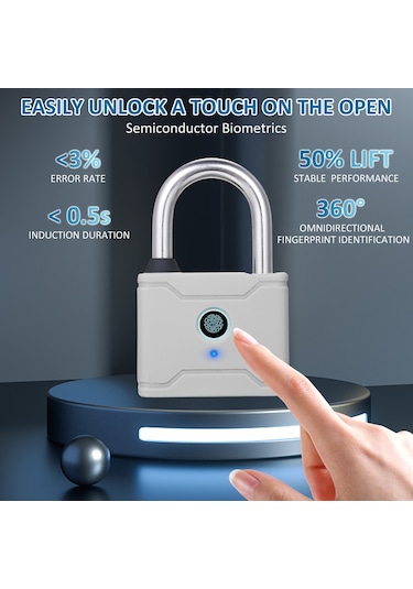 Hallow-t1006d Akıllı Parmak İzi Asma Kilit Şarj Edilebilir,gri