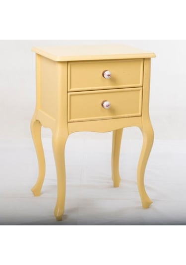 Roys Ahşap 2 Çekmeceli Masif Lake  Sarı Komodin  Telefonluk