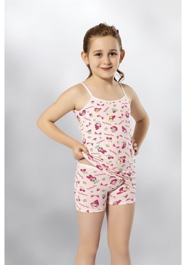 Kota 3407x6 Kız Çocuk 6'lı Karışık Desen İp Askılı Atlet Külot Takım-renkli Asorti