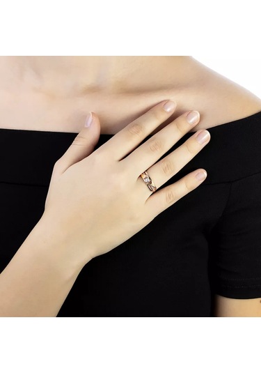 Serebranyj Dom 925 Ayar Gümüş Klasik Yüzük 55578433 Gri