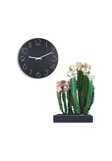 Suofeng Ahşap Dokulu Duvar Saati - Delikli Rakam Deseni, Doğal Stil, Kesin Hareket, Oturma Odası Yatak Odası Ofis Dekorasyonu Pil Dahil Değil Siyah Siyah