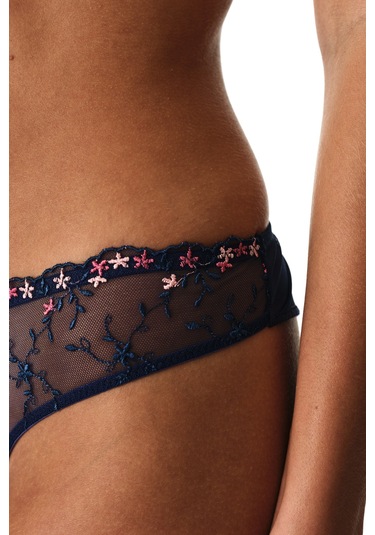 Penti Lacivert Broidery Brazilian Külot