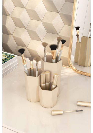 Genius Makyaj Düzenleyici Ve Kozmetik Saklama Kutusu Organizer 3'lü Set Krem