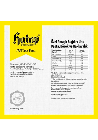 Hatap Pasta Börek ve Baklavalık Un 1 KG