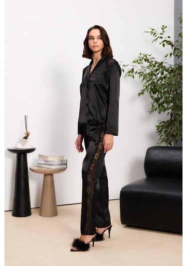 Pierre Cardin 6'lı Siyah Uzun Gecelik Sabahlık Set 6035 Siyah