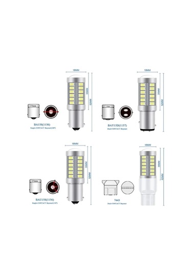 2 Py21w P21 5w 1156 Ba15s 1157 Bay15d 33 Smd Led Araba Flaş Fren Ampulü White 1156 Ba15s P21w 1 Piece Set