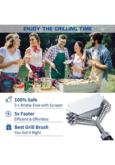 Skycity Çelik Teli Isıtma Dayanıklı Barbekü / Izgara Temizleme Fırça - Kolay Temizlenir, Dışarıda Ve İçerde Kullanım Gümüş