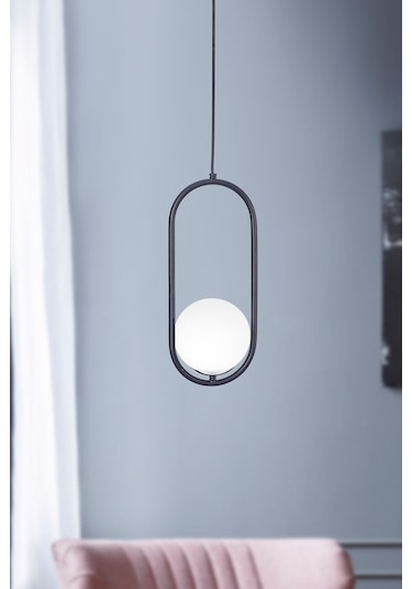 Luzarana Zenga Tekli Siyah-Krom Metal Gövde Beyaz Camlı Tasarım Lüx Sa... Çok Renkli