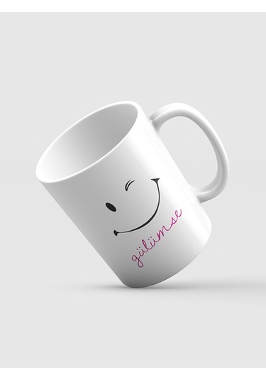 Baskılı Kupa Gülümse Temalı Kupa Bardak