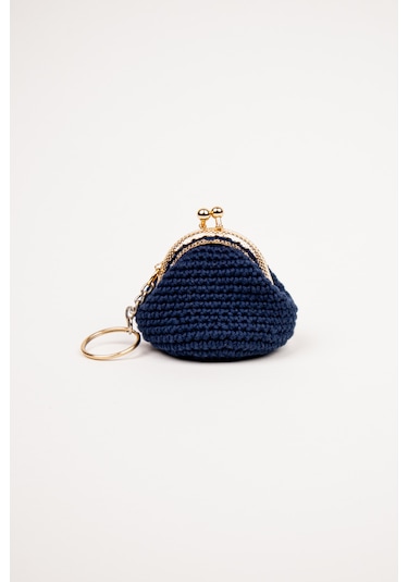 Fabric Craft Bag Mini Bozuk Para Cüzdanı Anahtarlık Klipsli Lacivert
