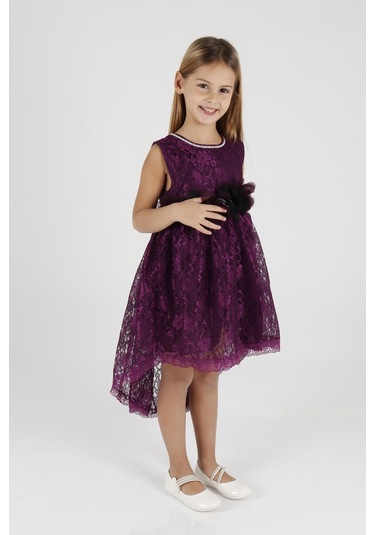 Ahengim Kız Çocuk Kuyruklu Dantelli Elbise Ak2208 001