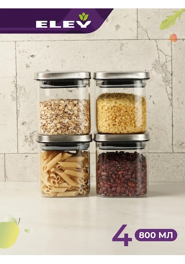 Eley Tahıl Ürünleri İçin 4 Adet 800ml Cam Kavanoz Seti 446218392