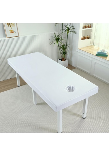 Homyl Masaj Tablo Sayfası Konforlu Kayma Yumuşak Doku Beyaz-60x185cm