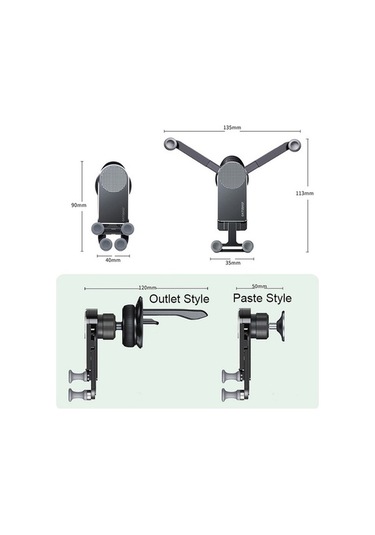 Wondernest Oatsbasf Araba Yerçekimi Metal Braketi Siyah - Araç Aksesuarı Siyah
