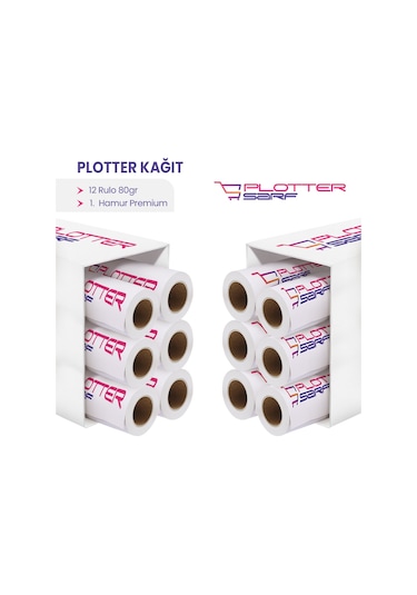 PlotterSarf® Premium Opak 80 gr Plotter (Çizim) Kağıdı 31cm x 50m