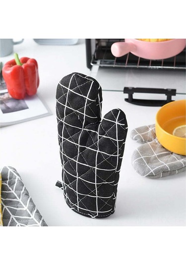 Kangvka 200 C Isı Dayanıklı 1'li Fırın Eldiveni - Silikon Anti Kayma, Pamuklu Dolgulu, Yıkama Uygun, Pişirme-pastlama-grill İçin Siyah