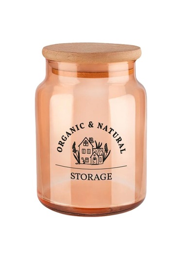 Selka Home 890 Ml Mary Ahşap Kapaklı Desenli Cam Kavanoz