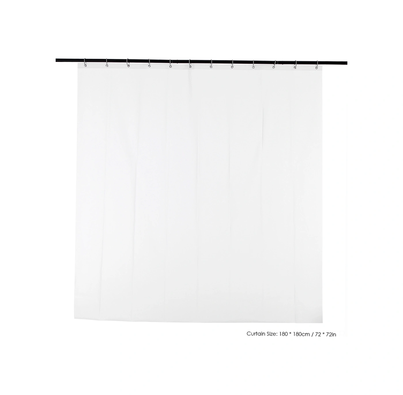 Yaleker 180x180 Cm Beyaz Peva Banyo Perdeği - Su Geçirmez & Kalıntı Önleyici, 12 Adet C Tipi Halka İle Tamamlanmış Diğer