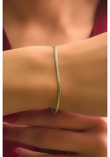 Fiyonk Kuyumculuk 14 Ayar Altın İtalyan Balıksırtı Zincir Bileklik 2.05 Mm Blk8060 Beyaz Altın