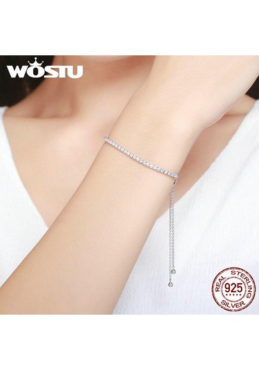 Wostu En Çok Satan Gerçek 925 Ayar Gümüş Köpüklü Strand Zincir Bileklik Kadınlar İçin Gümüş