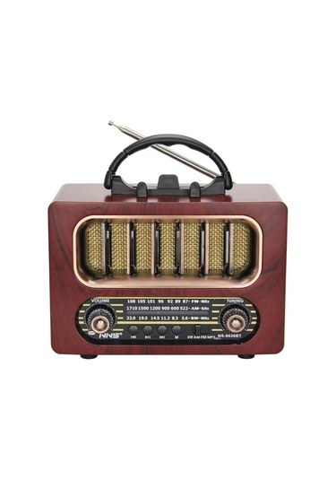 Ns-6636 Retro Ahşap Tasarım Bluetooth Hoparlörlü Radyo Fm/am Destekli, Şarjlı Ve Taşınabiliri Radyo-435
