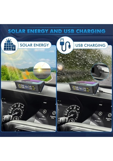 Boatshop1 T15 Tüm Uyumlu Modeller Harici Sensörlü Evrensel Kablosuz Güneş Enerjili Lastik Basınç İzleme Sistemi Tpms Usb Şarj 36v Hassas Algılama