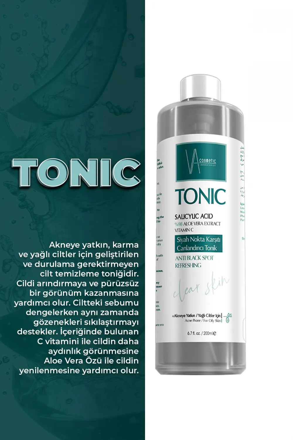 Va Cosmetic Siyah Nokta Karşıtı Canlandırıcı Tonik 200 Ml