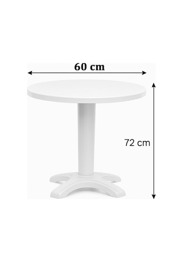60 Cm Plastik Yuvarlak Bahçe-balkon Masası Beyaz