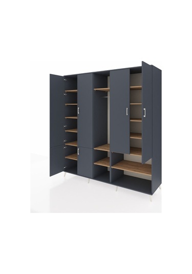 Kronos Dolap 15 Raflı 5 Kapaklı Tek Askılı 220x59x243 Antrasit-antrasit/çam Antrasıt/atlas Çam