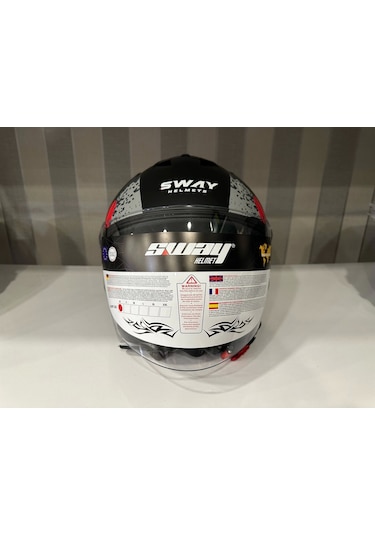 Sway 715 Poıson Açık Motosiklet Kaskı Gri - Kırmızı - Siyah