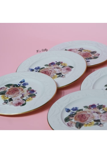 Rose Deluxe Porselen 6'lı Pasta Tabağı Pembe