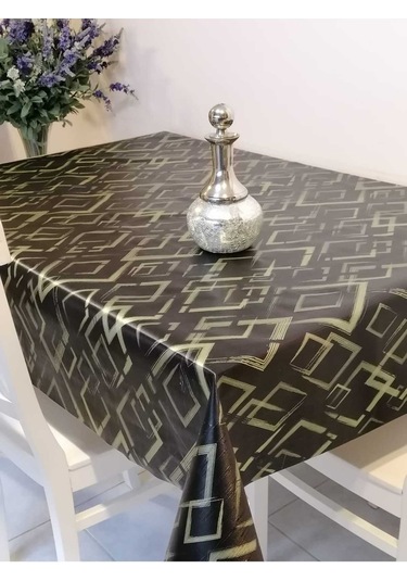 Elyaflı Pvc Muşamba Desenli Silinebilir Masa Örtüsü 02mrl171a Siyah